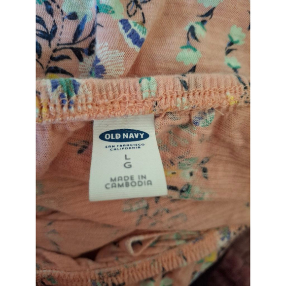 Old Navy Floral sz L Peach women's flounce summer beach resort off shoulder top - Picture 3 of 5